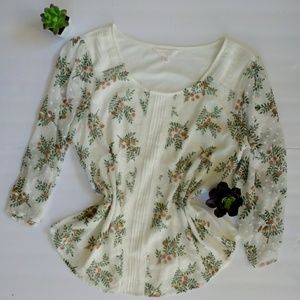 Lauren Conrad floral boho peasant blouse XL